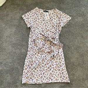 Merokeety wrap dress with pockets leopard print size large